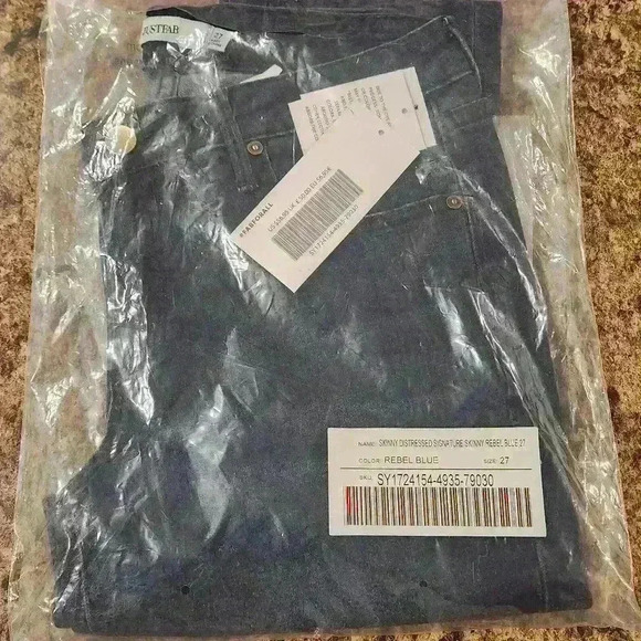 Just Fab JustFab Distressed Signature Skinny Jeans in REBEL BLUE SZ 27 MSRP $57 - Picture 8 of 13